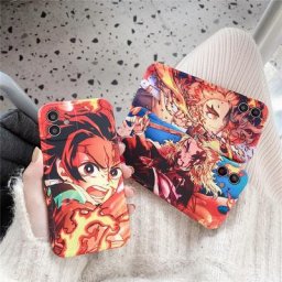 Coque de téléphone Demon Slayer pour iPhone coque souple anime japonais Kamado Tanjirou Rengoku