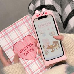 Coque en silicone lapin de dessin animé 3D mignon Kawaii coque de protection souple iPhone 14 13