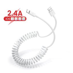 Câble USB à ressort rétractable pour iPhone chargeur rapide câble de données pour iPhone 14 13