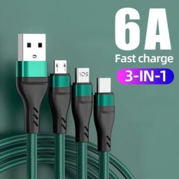 Câble Micro USB 3 en 1 de Type C tressé en Nylon charge ultra rapide et transfert de données