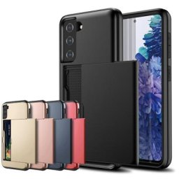 Coque de téléphone Samsung à armure coulissante étui d'affaires avec fentes pour cartes pour