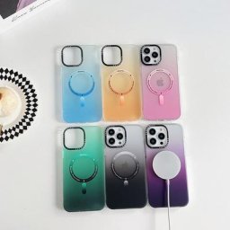 Coque Magnétique Magsafe pour iPhone Dégradé de Luxe Coloré Transparent Chargement Sans Fil