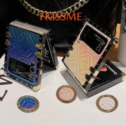 Étui de téléphone carré en cuir à carreaux de luxe pour Samsung Galaxy Z Flip 4 housse antichoc