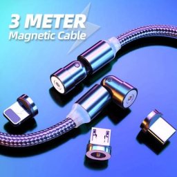 Câble Micro USB/Type-C magnétique rotatif graphite A 1/2m 3 en 1 résistant à 540 ° pour recharge