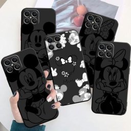 Coque noire Disney Mickey Minnie pour Xiaomi compatible modèles Mi 12 10 5G A2 Lite Note 10