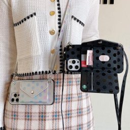 Coque de téléphone porte-cartes en cuir pour iPhone coque en silicone souple avec lanière sangle
