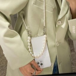JOCrossbody-Coque de téléphone avec lanière bracelets de perles collier coque transparente pour