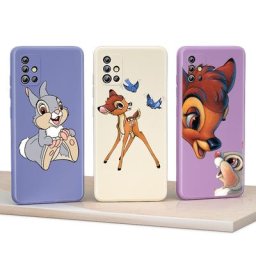 Coque souple en silicone liquide pour Samsung Galaxy coque de téléphone mignon Bambi Thumper