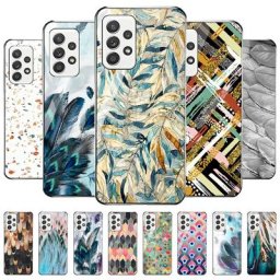 Coque de téléphone portable en verre trempé avec plumes peintes étui pour Samsung A52S A12 A52