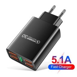 Chargeur USB 3.0 à charge rapide avec affichage numérique chargeur de téléphone portable pipeline