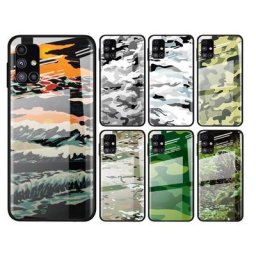 Coque de téléphone Samsung étui en verre trempé Camouflage militaire antichoc pour Galaxy S21