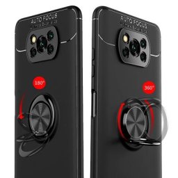Coque de protection en Silicone souple pour Xiaomi Poco X3 avec anneau de support NFC