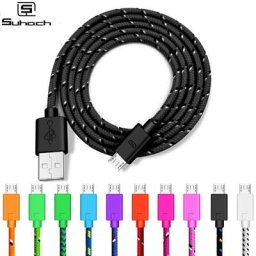 Câble de chargeur micro USB tressé en nylon cordon pour synchronisation de données 1 m 2m 3 m