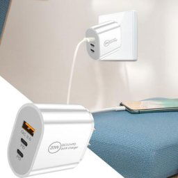 Double Adaptateur Adaptateur de Téléphone pour Android 20W USB C Chargeur Rapide Double 2 Ports PD
