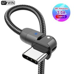 GTWIN – câble USB type-c 90 ° de 2M pour recharge rapide et transfert de données cordon de chargeur