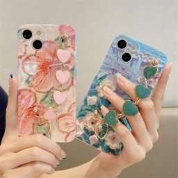 Coque en silicone souple avec bracelet cœur et fleur coque à paillettes lisses Samsung Galaxy S23