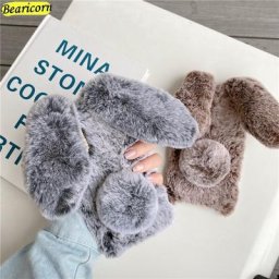 Coque en peluche 3D pour Samsung Galaxy housse en fourrure de lapin S20 FE S10 S10e S9 S8 S7