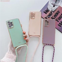 Lanière Collier Placage Étui de Téléphone Pour Samsung Galaxy A03S A12 A13 F42 A22S A23 A32 A33 A50