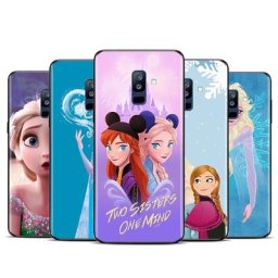 Coque de téléphone noire avec la reine des neiges Elsa et Anna étui Capa pour Samsung Galaxy A8S
