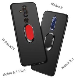 Coque de téléphone magnétique en silicone noir souple avec anneau de support de voiture étui pour