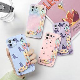 Coque en Silicone souple avec chaîne de poignet pour Xiaomi Mi 11 Lite 5G NE 6.55 "" coque en TPU à