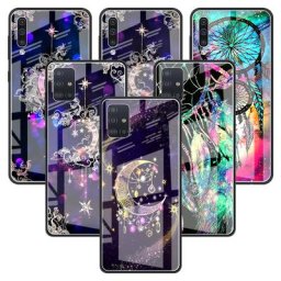 Étui en verre pour Samsung Galaxy A51 A52 A50 A71 A21s A31 A70 A72 A10 A30 M31 M51 coque arrière à