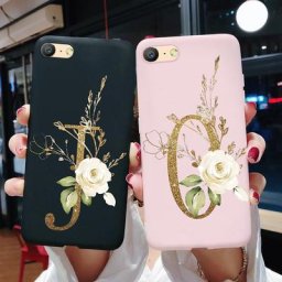 Coque de téléphone en silicone avec lettres mignonnes coque arrière souple pare-chocs noir
