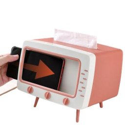 Boîte à mouchoirs en forme de télévision support pour téléphone portable distributeur flexible
