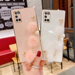 Étui en peluche de luxe avec bracelet pour Samsung Galaxy coque de téléphone souple pour A50 A53