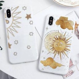 Coque de téléphone à motif de lune et de soleil étui de couleur bonbon pour iPhone 6 6S 7 8 11 12