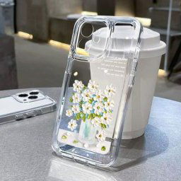 Coque de téléphone à fleurs étui Transparent pour iPhone 11 12 13 14 Pro Max XR XS Max 7 8
