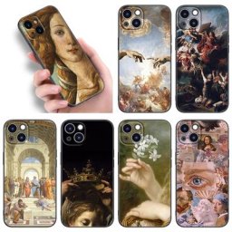 Coque de téléphone avec peinture d'art de la Renaissance coque noire pour Apple iPhone 12 13 Mini