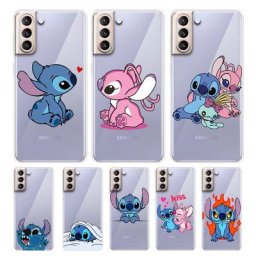 Coque de téléphone transparente Super Cute Stitch Dock Edge Plus Samsung Galaxy S22 S21 S20 FE