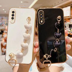 A 50 70 Love Heart Bracelet Case For Samsung Galaxy A50 A70 A30s A20s A03 A04 A02 A14 Luxury Chain