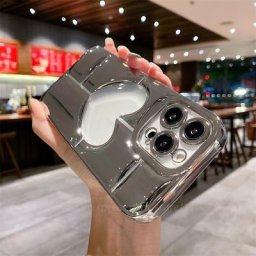 Coque de téléphone transparente 3D pour iPhone placage coeur creux haute qualité brillant bon