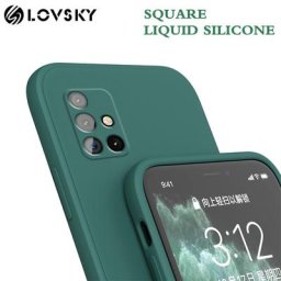 Coque carrée en silicone liquide pour Samsung coque souple antichoc convient aux modèles Galaxy