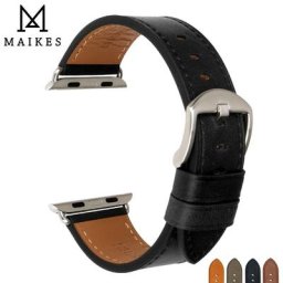 MAIKES-Bracelet en cuir pour Apple Watch Bande iWatch Série 7 6 SE 5 4 3 45mm 41mm 44mm