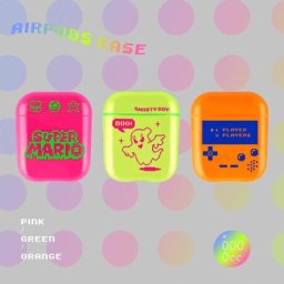 Couleur fluorescente orange en plastique dessin animé jeu sans fil charge écouteur étui rigide pour