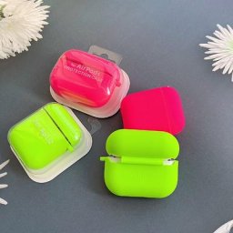 Étui AirPods en silicone vert néon étuis officiels pour Airpods Pro 1 2 rose vif liquide