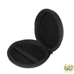 Sac de transport portable à fermeture éclair en Fiber noire boîte de rangement pour écouteurs et