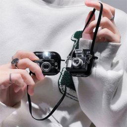 Étui pour écouteurs lumineux pour appareil photo 3D rétro étui pour AirPods 1 2 3 Pro silicone
