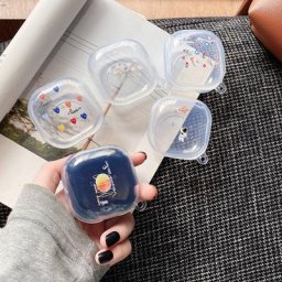 Étui pour écouteurs Samsung Galaxy Buds Live en TPU Transparent avec crochet avec motif