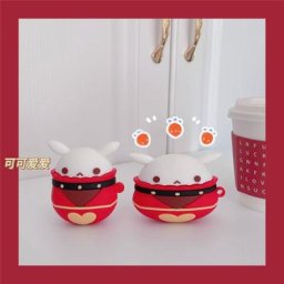 Genshin Impact-Étui de protection en silicone pour Airpods coque mignonne dessin animé lapin