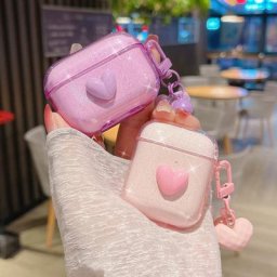Étui pour écouteurs pour Airpods 1 2 3 Pro paillettes transparentes Bling coeurs roses housse de