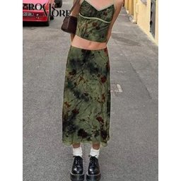 Rockmore-Jupe mi-longue à imprimé floral Fairycore Grunge pour femme vêtements esthétiques Y2K