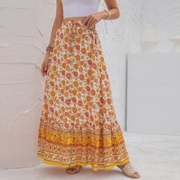 Jupe maxi à lacets pour femmes vêtements décontractés imprimé Boho mode été compromis adt