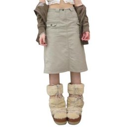 Jupes cargo esthétiques pour femmes jupes mi-longues taille basse avec poches streetwear E Girl