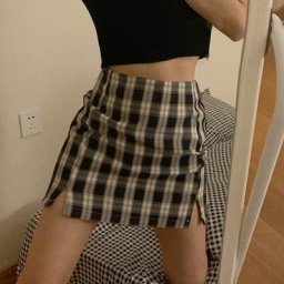Jupes taille haute pour femmes mode couleur sauvage imprimé à carreaux Style Preppy fente