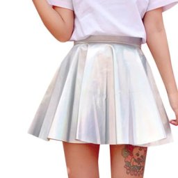 Mini jupe plissée avec short pour femme taille haute élastique sexy micro été
