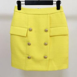 Jupe assortie texturée ornée de boutons de discussion pour femmes haut de gamme ET nouvelle mode